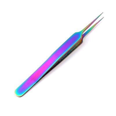 AAPROTOOLS Stainless Steel Multi Rainbow Color 3D Eyelash Extension Tweezers #5 FINE Point 4.5" A+ Quality