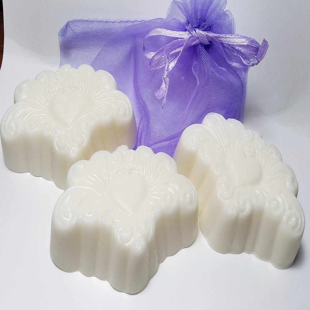 3 Pc Jasmine Scented Guest Soaps Victorian Hearts with Gift Bag