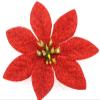 3 1/2" Poinsettia Red Glitter Poly Silk Flower Hair Comb view 1