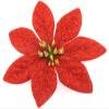 3 1/2" Poinsettia Red Glitter Poly Silk Flower Hair Comb view 2