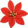 3 1/2" Poinsettia Red Glitter Poly Silk Flower Hair Comb view 3