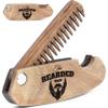 Enjoy The Wood Beard Comb for Men, Folding Pocket Beard Accessories for Men, Engraved Walnut Wooden Comb for Moustache, Beard & Hair For Him (Bearded Man) view 1