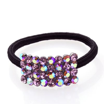 DoubleAccent Hair Jewelry Crystal Heart Hair Ponytail Holder, Puple