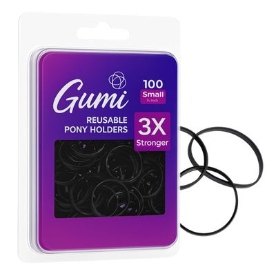 Gumi good Hair Elastics - Ouchless No Damage Elastic Hair Bands (Black - Small)