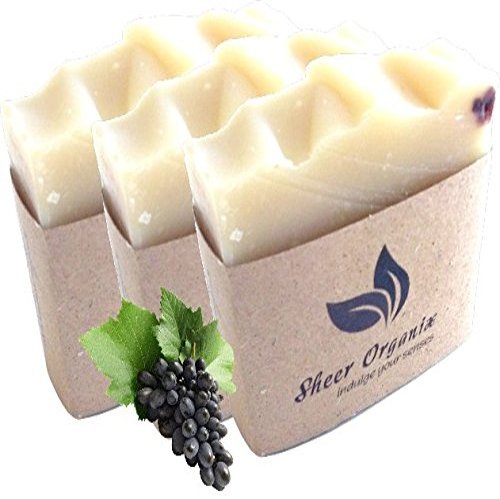(3 Pack) Sheer Organix Luxury Rejuvenative Handmade Herbal Soap, 3.52 oz. / 100g, Grape
