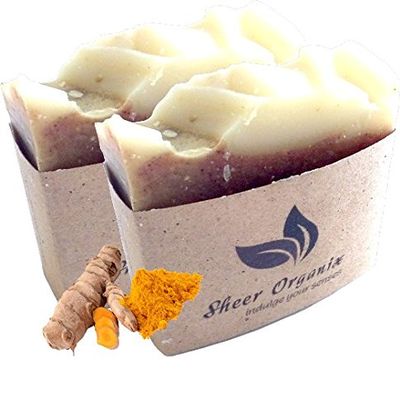 (2 Pack) Sheer Organix Luxury Rejuvenative Handmade Herbal Soap, 3.52 oz. / 100g, Turmeric
