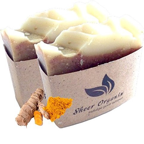 (2 Pack) Sheer Organix Luxury Rejuvenative Handmade Herbal Soap, 3.52 oz. / 100g, Turmeric