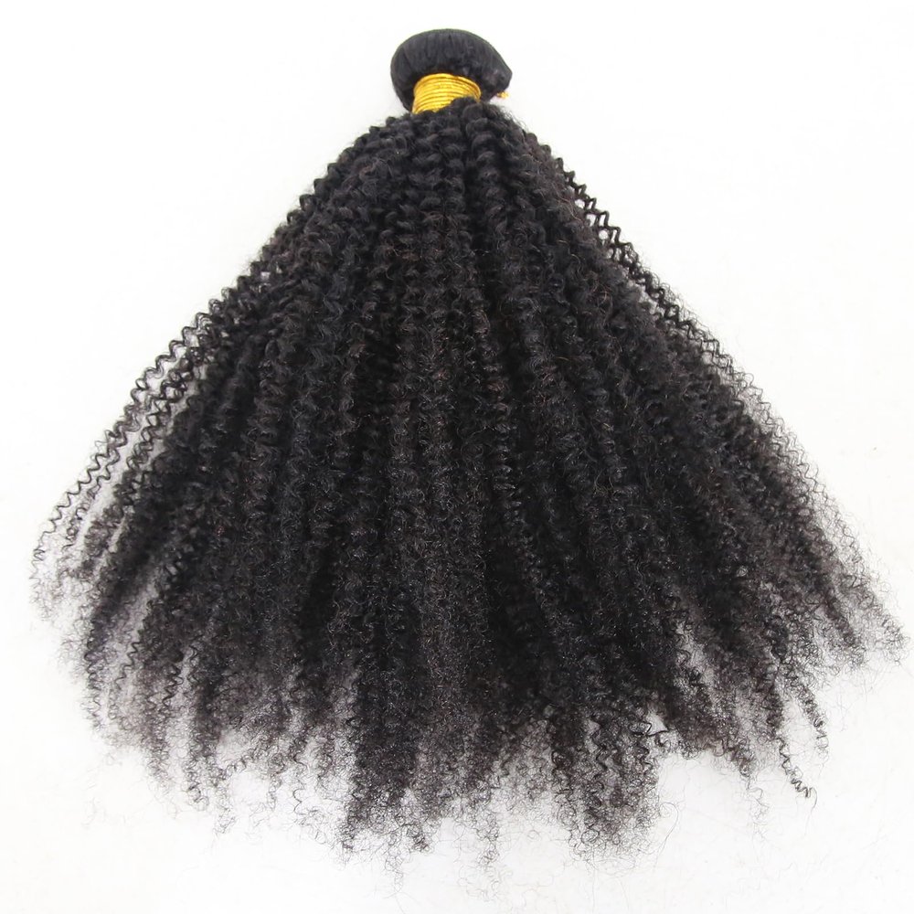 ZigZag Hair Afro Kinky Curly Hair Brazilian Virgin Hair Weave Bundles 4B 4C 100% Human Hair Bundles One Piece Double Weft Hair Extension (24inch)