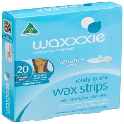 Waxxxie Ready To Use Face Strips 20pk Professional Mini Pre Waxed Strips for Salon Quality Waxing from your Home