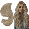 Full Shine Straight Human Hair Extensions Tape in 18Inch Seamless Hair Extensions Real Human Hair Highlighted Hair Extensions Ash Blonde with Platinum 20Pcs 50Grams Add Volume Remy Hair Extensions view 1