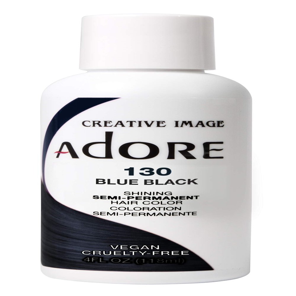 ADORE COSMETICS Semi-Permanent Haircolor #130 Blue Black 4 Ounce (118ml) (Pack of 6)