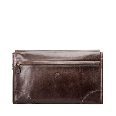 Maxwell Scott - Mens Luxury Leather Large Toiletry Bag Dopp Kit from Luxury Leather Full Grain Hides - The Tanta Dark Brown