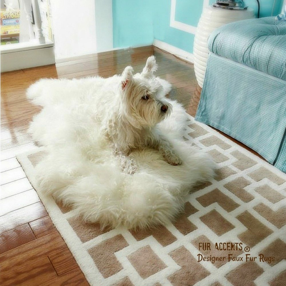 Fur Accents Faux Fur Sheepskin Accent Throw Rug - - English Common Sheep - Animal Friendly USA 24"x36"