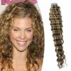 Yotty 18Inch 45cm Tape-in Curly Hair Extensions Seamless Tape Weft Remy Human Hair (18inch20pcs40gram, 12/613 Light Brown Mix Light Blonde) view 1