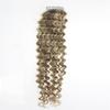 Yotty 18Inch 45cm Tape-in Curly Hair Extensions Seamless Tape Weft Remy Human Hair (18inch20pcs40gram, 12/613 Light Brown Mix Light Blonde) view 3