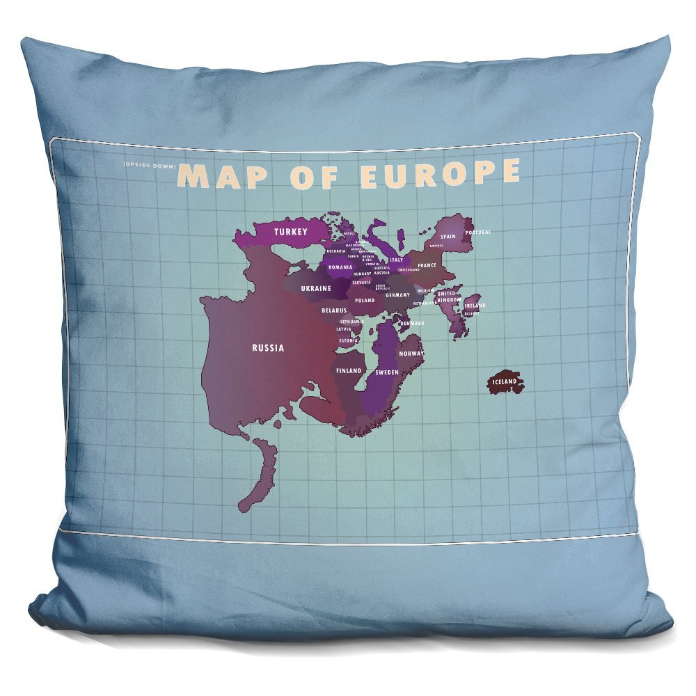 LiLiPi Upside Down Europe Decorative Accent Throw Pillow
