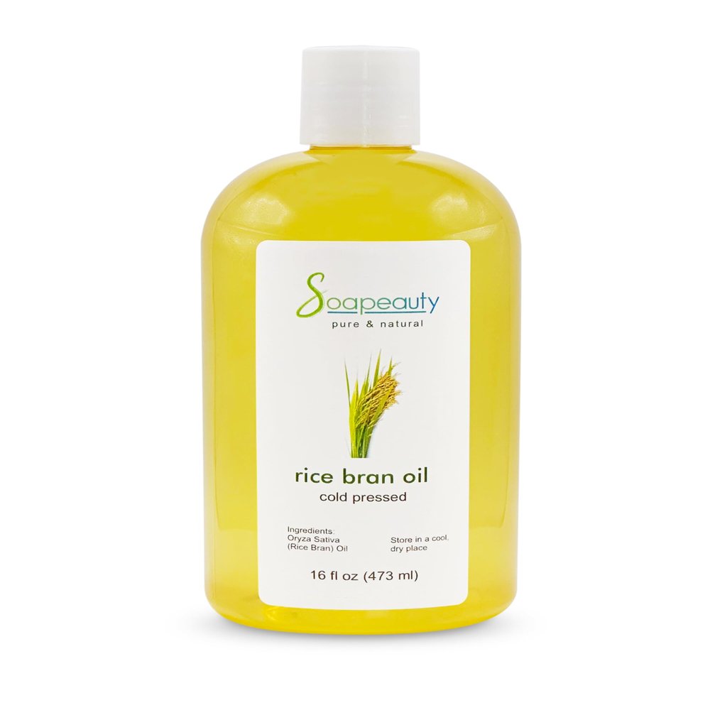 Rice BRAN Oil Cold Pressed Unrefined | 100% Natural Available in Bulk | Carrier for Essential Oils, Face, Skin, Hair Moisturizer, Soap Making | 16 fl oz