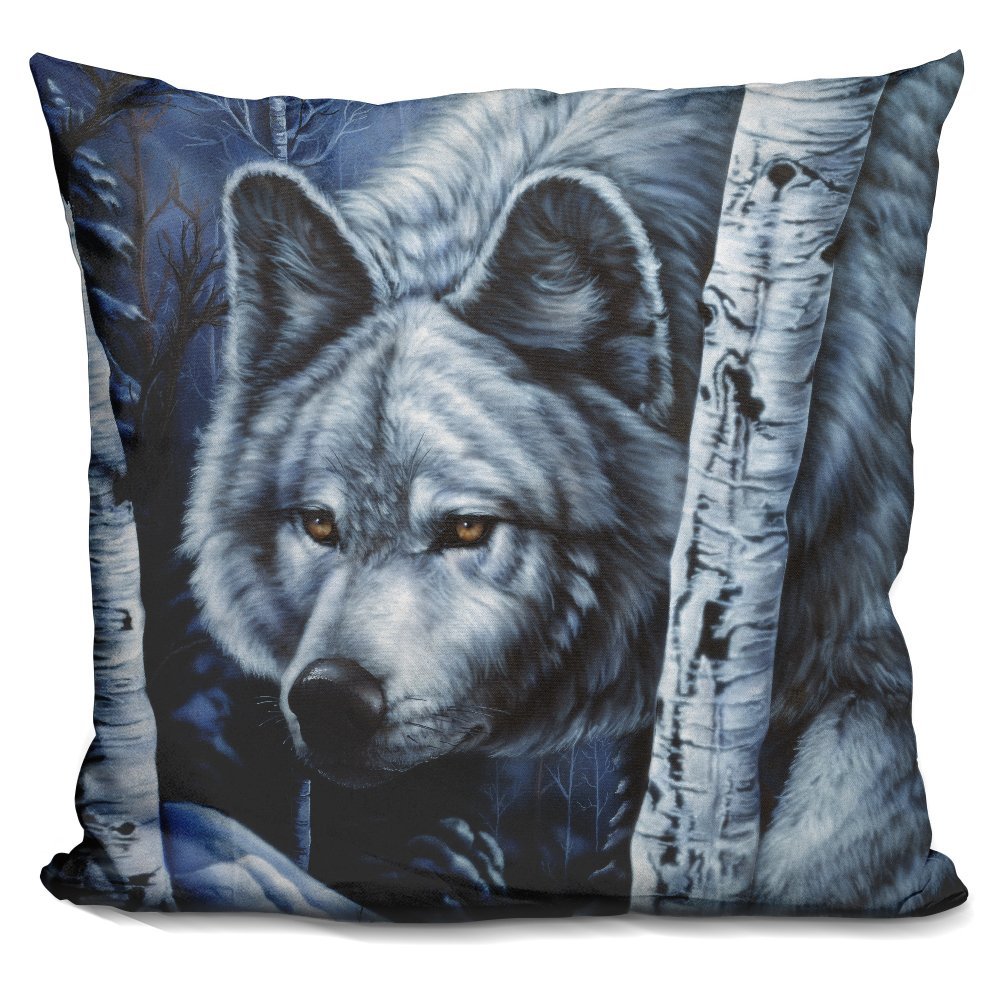 LiLiPi White Wolf Decorative Accent Throw Pillow