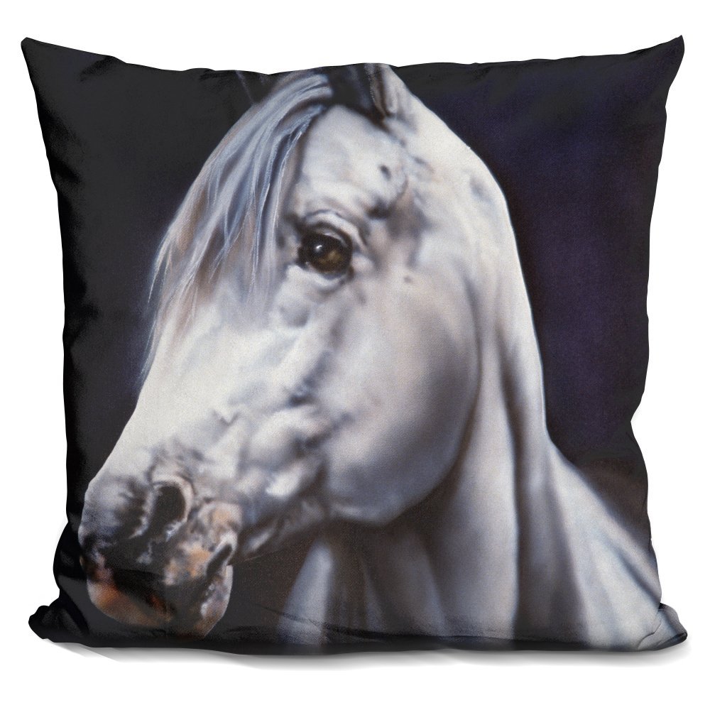 LiLiPi White Arabian Stallion Decorative Accent Throw Pillow