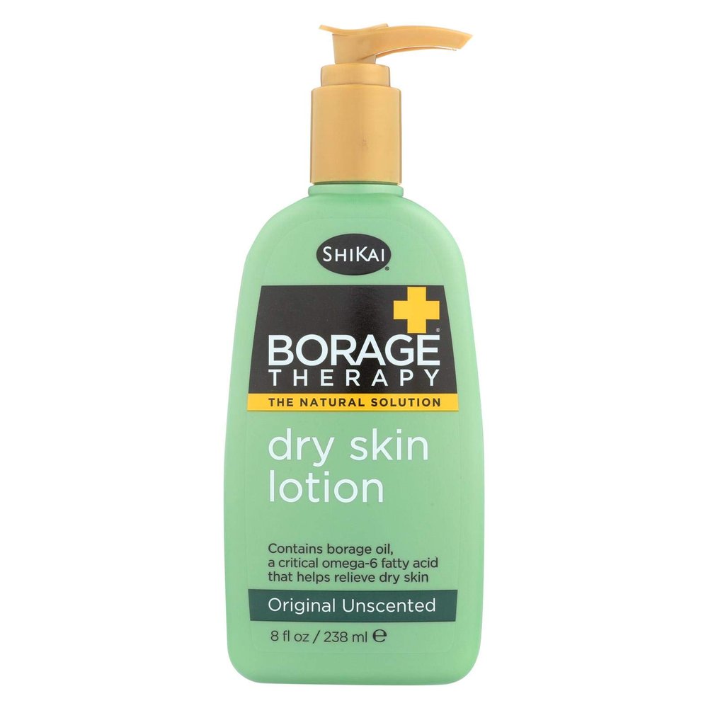 2 Pack of ShiKai - Borage Therapy Plant-Based Dry Skin Lotion, Soothing & Moisturizing Relief For Dry, Irritated & Itchy Skin, Non-Greasy, Sensitive Skin Friendly (Unscented, 8 Ounces)