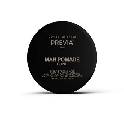 PREVIA Man Pomade Shine Styling Cream for Natural Hold Molding Hair Paste with Organic Absinthe Extract Vegan Natural Ingredients for Textured Casual Hairstyles and Sleek Finish 3.38 oz