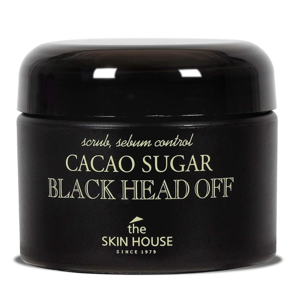 THE SKIN HOUSE Cacao Sugar Black Head Off 1.7 fl.oz 100% Natural Black Sugar, Cacao, Aloe Vera l Facial Scrub Exfoliator, Facial Mask Wash Off, Korean Skin Care, 50ml