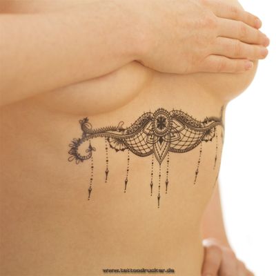5 x TypB Underboob Tattoo - Black Sexy Under Breast Tattoo - Sternum Mandala - No China! (5)