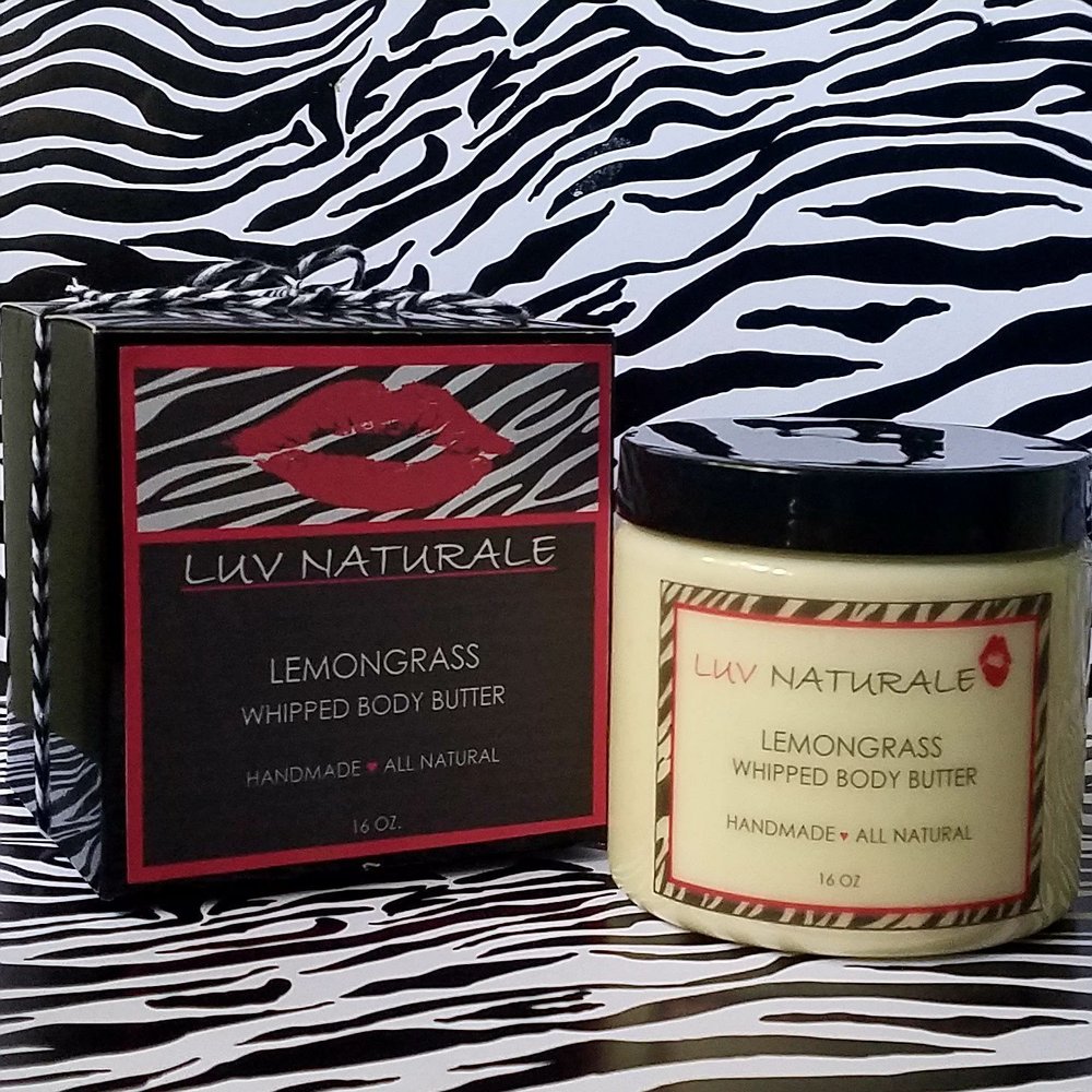 HANDCRAFTED ALL NATURAL ORGANIC LUXE LEMONGRASS MOISTURIZING WHIPPED BODY BUTTER by LUV NATURALE