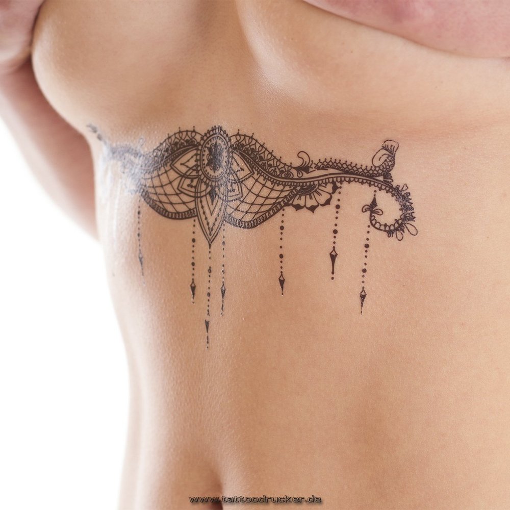 10 x TypB Underboob Tattoo - Black Sexy Under Breast Tattoo - Sternum Mandala - No China! (10)