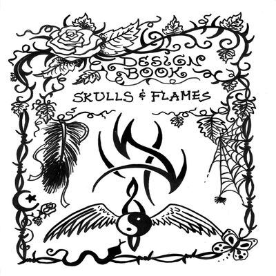 Skulls & Flames Tattoo Design Book, Inspiration Guide, and Adult Coloring Book. 100s of Intricate High-Res Henna Body Ink Artwork Sketches by Professional Artists to Trace, Stencil or Freehand