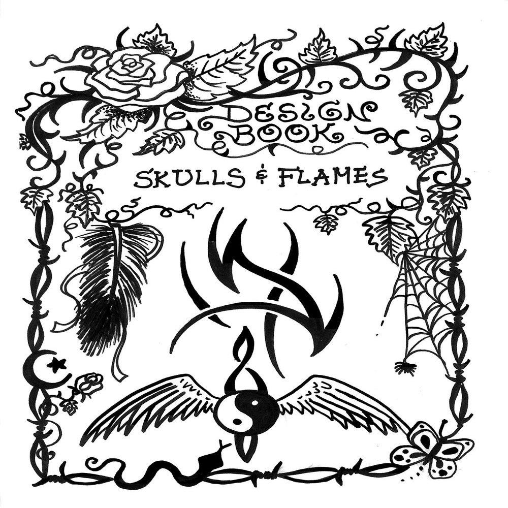 Skulls & Flames Tattoo Design Book, Inspiration Guide, and Adult Coloring Book. 100s of Intricate High-Res Henna Body Ink Artwork Sketches by Professional Artists to Trace, Stencil or Freehand