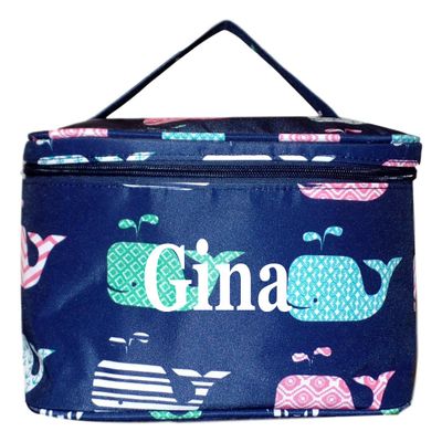 101 BEACH Personalized with Name New Go-To Cosmetic Case: Travel in Style and Stay Organized, Navy Whale