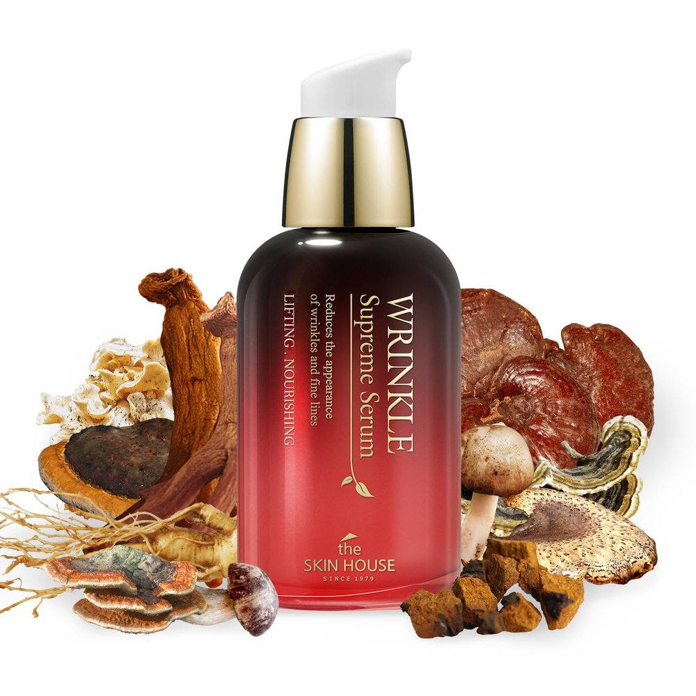 THE SKIN HOUSE Wrinkle Supreme Serum Collagen Boosting age-relieve Face Serum with Red Ginseng & Mushroom Complex, Korean Skin Care for Wrinkles & Fine Lines Essence 1.69 fl. oz