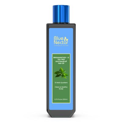 Blue Nectar Anti Dandruff Hair Oil with Neem & Tea Tree| Ayurvedic Non-Stickyfor Dry Scalp | Plant Based for Men & Women (12 Herbs, 6.76FlOz)