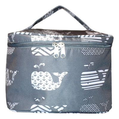 101 BEACH Fashion Print Soft Case Cosmetic Bag Can be Personalized or Monogrammed (Grey Whale)