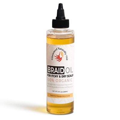 Glammed Naturally Braid Oil for Itchy Scalp and Dry Scalp, Braid Care Oil for Dandruff, Lice and Thinning Edges, 8 oz