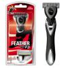 Feather - F3 Shaving Razor - Pivoting Head Shaving Razor with Wavy Guard and SiC Ceramic Coating - 3 Blade Shave Cartridge for Regular to Sensitive Face and Skin - Disposable Blades view 1