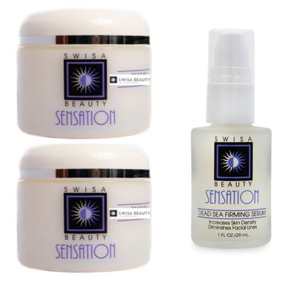 Dead Sea Facial Peel + Dead Sea Face Firming Moisturizer + Dead Sea Face Firming Serum - Swisa Beauty 3 Products Set.