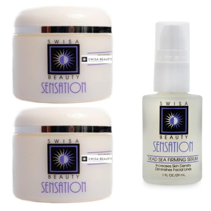 Dead Sea Facial Peel + Dead Sea Face Firming Moisturizer + Dead Sea Face Firming Serum - Swisa Beauty 3 Products Set.
