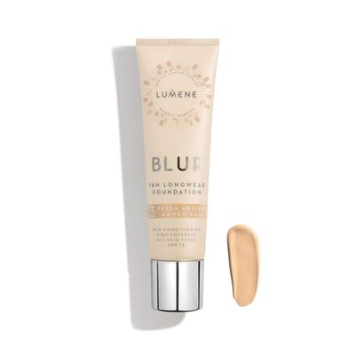 Lumene Longwear Blur Foundation SPF 15 for All Skin Types Medium Coverage with Arctic Cloudberry 30 ml / 1.0 Fl.Oz. (3 Fresh Apricot)