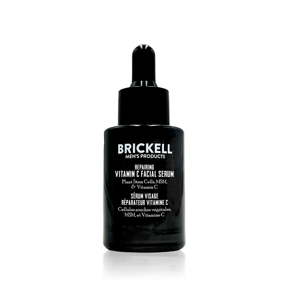Brickell Men's Anti Aging Vitamin C Serum For Face, Repairing Night Facial Serum for Men, Natural and Organic Hyaluronic Acid Serum For Face to Diminish Wrinkles and Reduce Redness, 1 Ounce, Unscented
