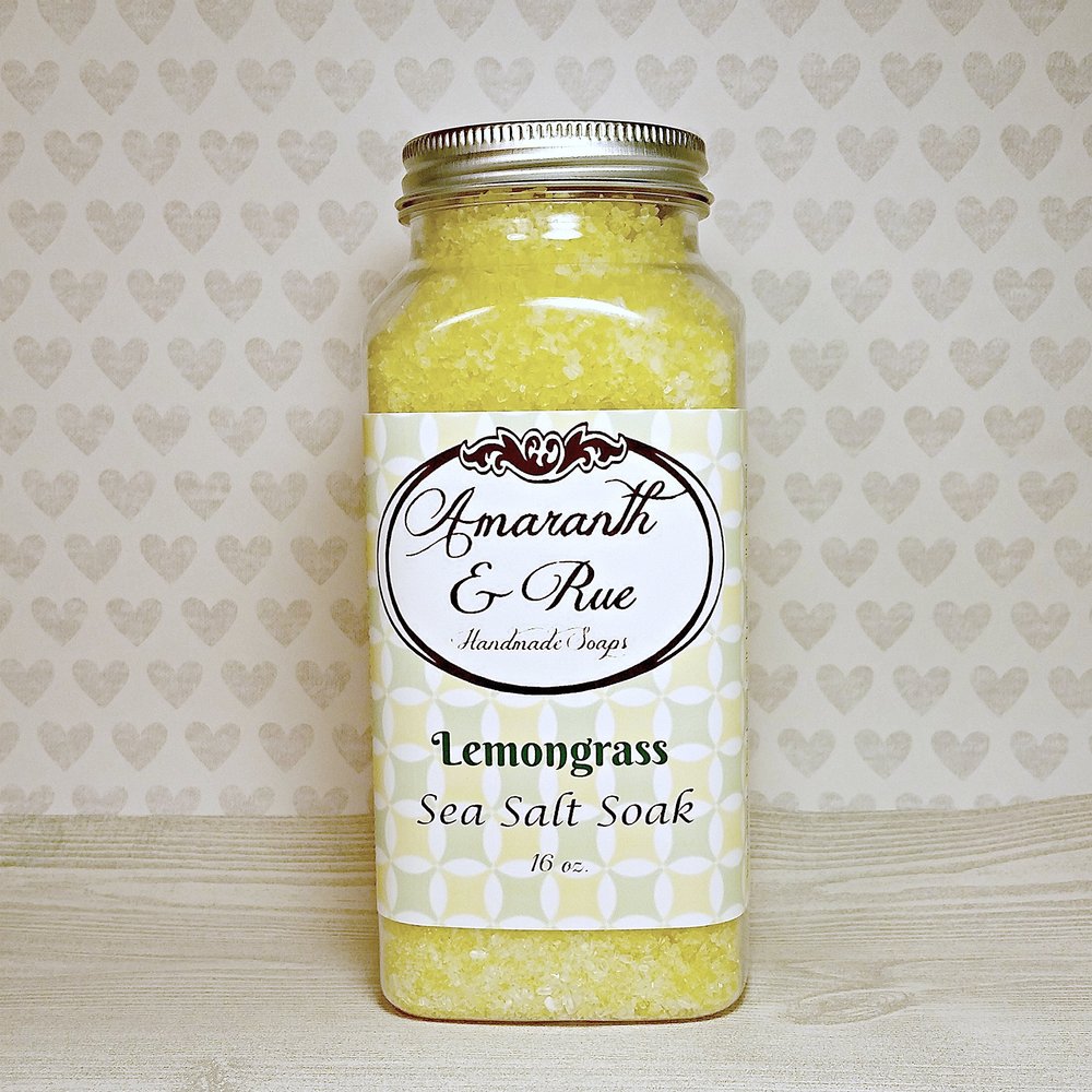 Amaranth & Rue Sea Salt Soak Lemongrass 16oz.