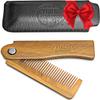 Folding Beard Comb w/Carrying Pouch for Men - All Natural Wooden Beard Comb w/Gift Box - Green Sandalwood Comb for Grooming & Combing Hair, Beards and Mustaches by Viking Revolution view 1