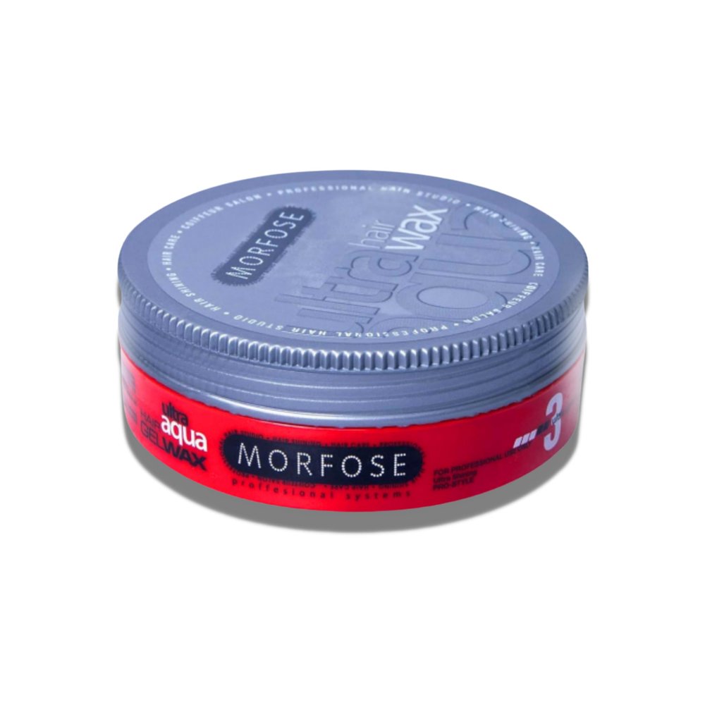 Morfose Ultra Aqua Hair Gel Wax with Shiny and Strong Flexible 3 Hold, Manage Flyaways, Braids, and Curls, Hair Styling for Women and Men, Strawberry Scent, 5.92 Fl. Oz, (ultra aqua)