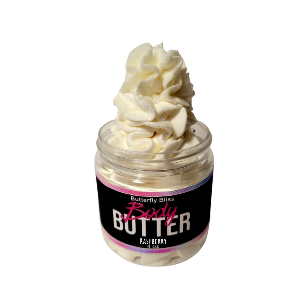 Raspberry Whipped Body Butter, natural lotion, organic, 4oz jar, made with shea butter, mango butter, coconut oil, almond oil