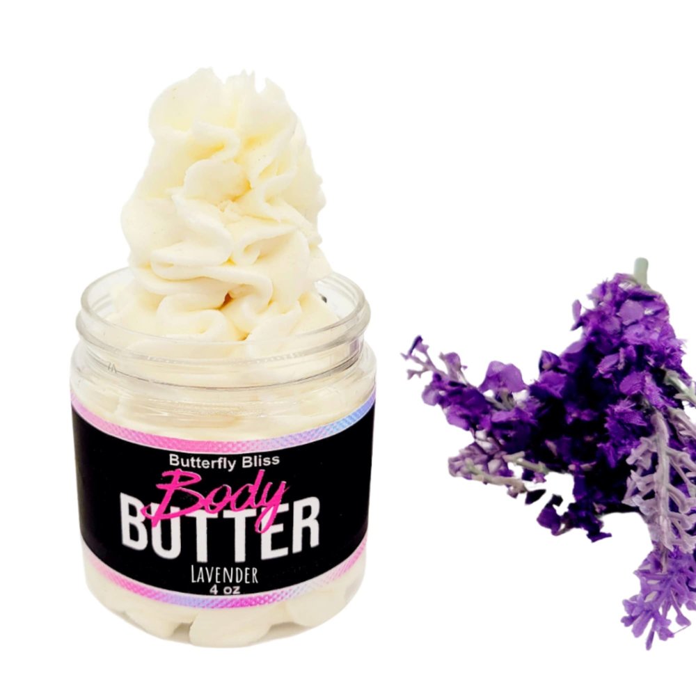 Lavender Whipped Body Butter, natural lotion, organic, 4oz jar, made with shea butter, mango butter, coconut oil, almond oil