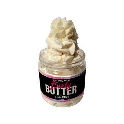 Gingerbread Whipped Body Butter, natural lotion, organic, 4oz jar, made with shea butter, mango butter, coconut oil, almond oil