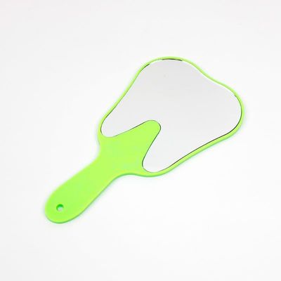 1pcs Green Color Teeth Shape Mirror Dental Gift Cosmetic Tooth Shape Cute Makeup Plastic Dental Mirrors with Handle