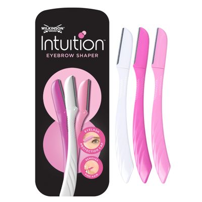 Wilkinson Sword - Intuition Eyebrow Shaper | Facial Hair Remover and Trimmer | Exfoliating Dermaplaning Tool | 3 x Disposable Razors