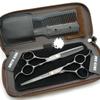 5.5 Inches Hair Cutting Scissors Set with Razor Combs Lether Scissors Case,Hair Cutting Shears Hair Thinning Shears for Personal and Professional (Grey) view 2